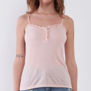 🖤dusty pink ribbed lace cami